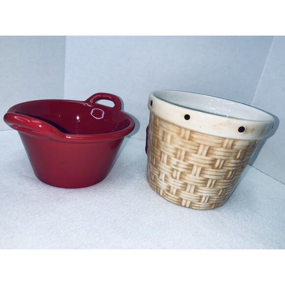 2 piece Cracker Barrel Sweet & Savory Candy Basket Ice Cream/ Fruit Dish Ceramic - Picture 3 of 9